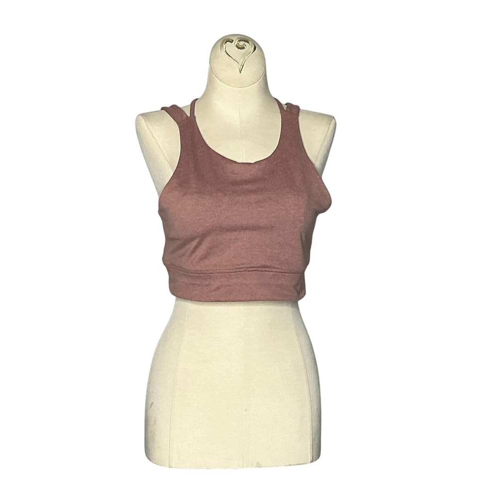 Vuori Women's Medium Cross Back Sports Bra Crop Top Rust Mauve‎ Yoga Athletic
